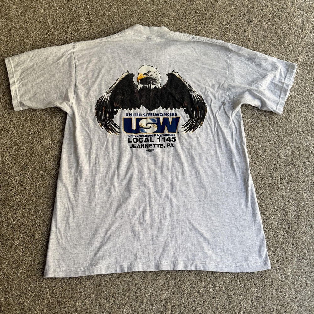 Vintage Classic Platinum Shirt Mens Large Gray United Steelworkers USW Tee